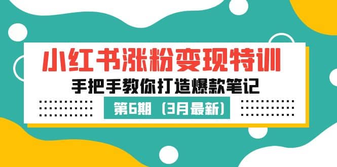 小红书涨粉变现特训·第6期，手把手教你打造爆款笔记（3月新课）创业之家-网创项目资源站-副业项目-创业项目-搞钱项目创业之家