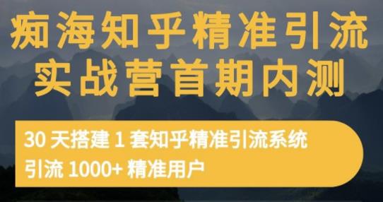 痴海知乎精准引流实战营1-2期，30天搭建1套知乎精准引流系统，引流1000+精准用户创业之家-网创项目资源站-副业项目-创业项目-搞钱项目创业之家