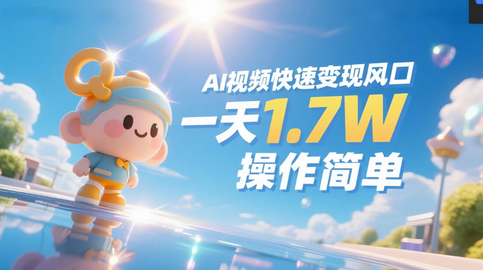 《Ai视频变现风口，一天1.7W，收入无上限，操作简单》创业之家-网创项目资源站-副业项目-创业项目-搞钱项目创业之家