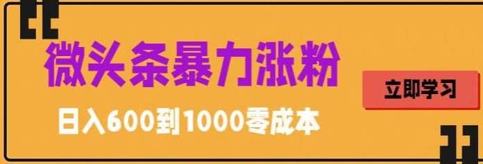 微头条暴力涨粉技巧搬运文案就能涨几万粉丝，简单0成本，日赚600创业之家-网创项目资源站-副业项目-创业项目-搞钱项目创业之家