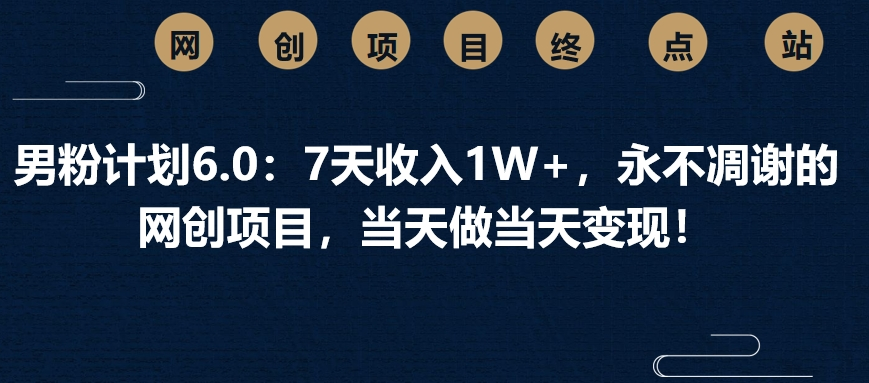 男粉计划6.0：7天收入1W+，永不凋谢的网创项目，当天做当天变现！创业之家-网创项目资源站-副业项目-创业项目-搞钱项目创业之家