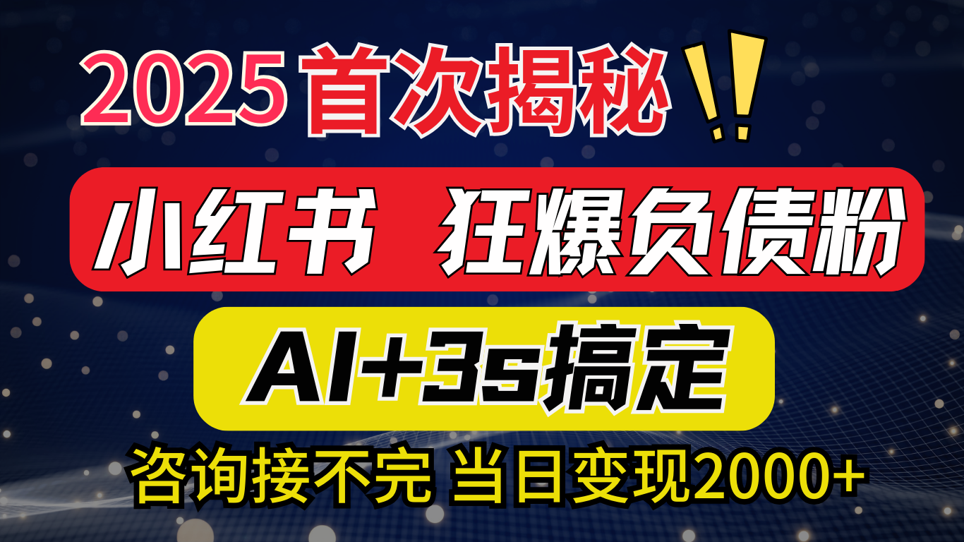 2025引流天花板：最新小红书狂暴负债粉思路，咨询接不断，当日入2000+创业之家-网创项目资源站-副业项目-创业项目-搞钱项目创业之家
