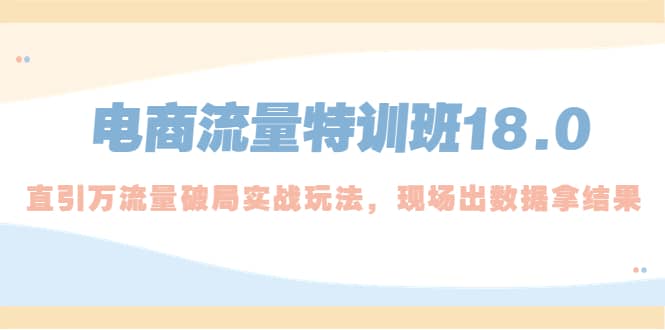 电商流量特训班18.0，直引万流量破局实操玩法，现场出数据拿结果创业之家-网创项目资源站-副业项目-创业项目-搞钱项目创业之家