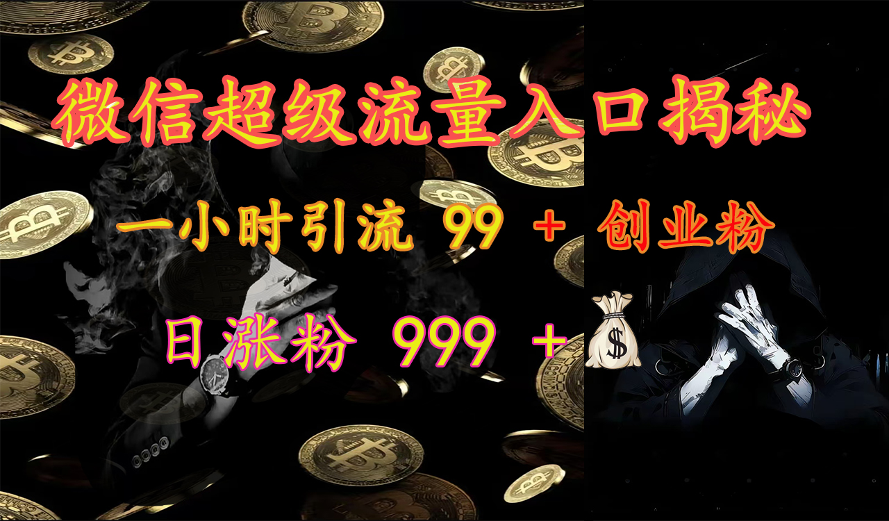 微信超级流量入口揭秘：一小时引流 99 + 创业粉，日涨粉 999 +【揭秘】创业之家-网创项目资源站-副业项目-创业项目-搞钱项目创业之家