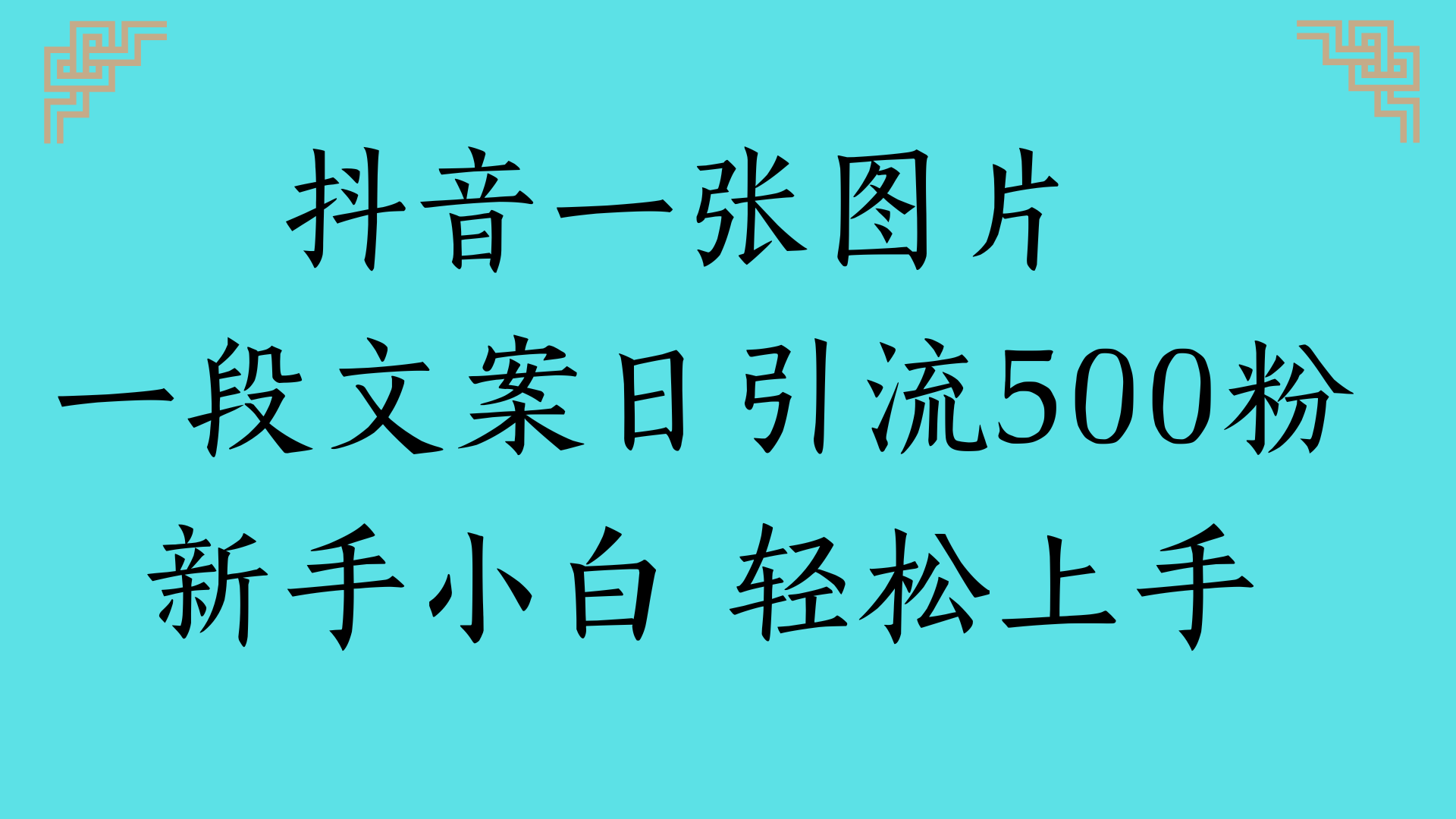 抖音一张图片 一段文案日引流500粉新手小白 轻松上手创业之家-网创项目资源站-副业项目-创业项目-搞钱项目创业之家