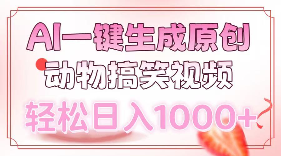 AI一键生成原创动物搞笑视频，轻松日入1000+创业之家-网创项目资源站-副业项目-创业项目-搞钱项目创业之家