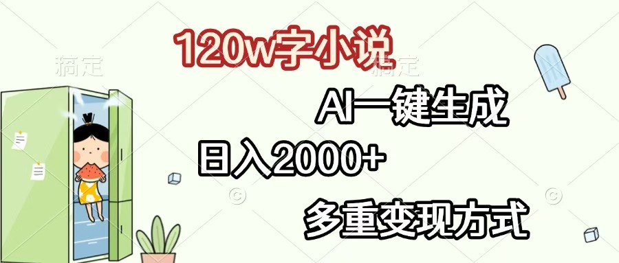120w字小说，AI一键生成，日入2000+，多重变现方式创业之家-网创项目资源站-副业项目-创业项目-搞钱项目创业之家