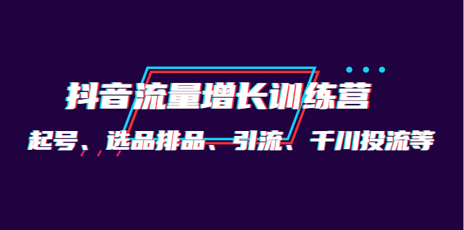 月销1.6亿实操团队·抖音流量增长训练营：起号、选品排品、引流 千川投流等创业之家-网创项目资源站-副业项目-创业项目-搞钱项目创业之家