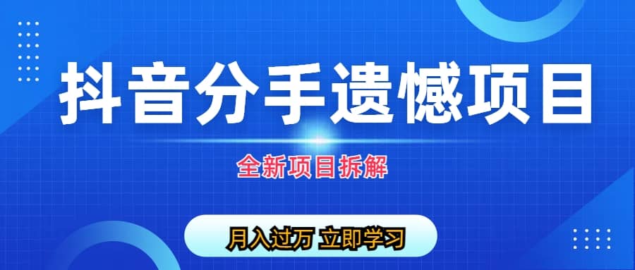 自媒体抖音分手遗憾项目私域项目拆解创业之家-网创项目资源站-副业项目-创业项目-搞钱项目创业之家