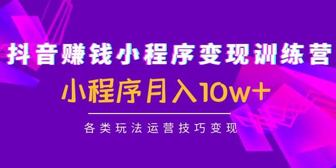 抖音小程序变现训练营：小程序各类玩法运营技巧变现创业之家-网创项目资源站-副业项目-创业项目-搞钱项目创业之家