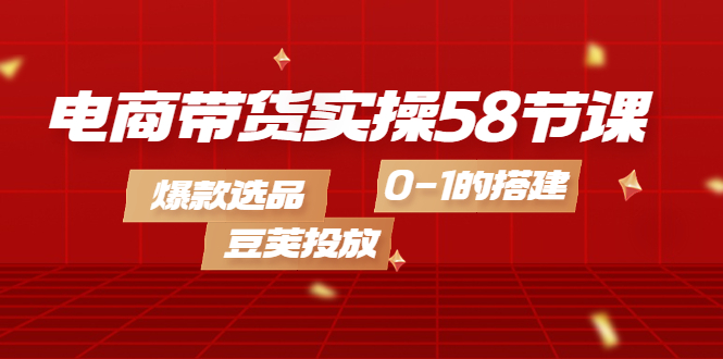 电商带货实操58节课，爆款选品，豆荚投放，0-1的搭建创业之家-网创项目资源站-副业项目-创业项目-搞钱项目创业之家