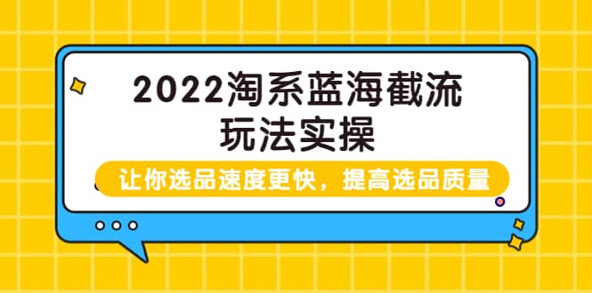 2022淘系蓝海截流玩法实操：让你选品速度更快，提高选品质量（价值599）创业之家-网创项目资源站-副业项目-创业项目-搞钱项目创业之家