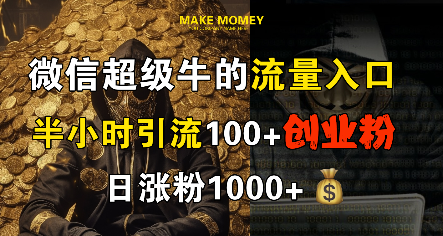 微信超级牛的流量入口，半小时引流100+创业粉，日涨粉1000+创业之家-网创项目资源站-副业项目-创业项目-搞钱项目创业之家