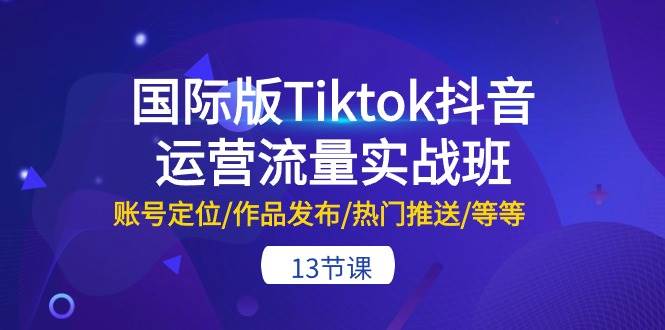 国际版Tiktok抖音运营流量实战班：账号定位/作品发布/热门推送/等等-13节创业之家-网创项目资源站-副业项目-创业项目-搞钱项目创业之家