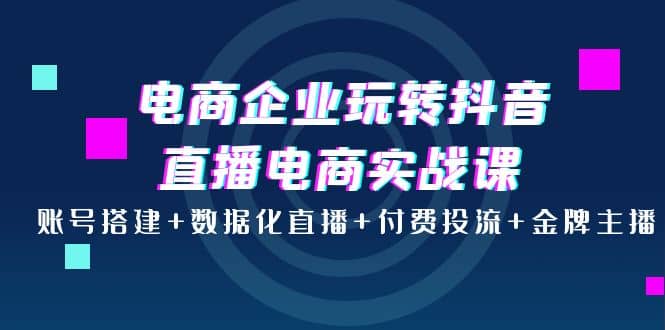 电商企业玩转抖音直播电商实战课：账号搭建+数据化直播+付费投流+金牌主播创业之家-网创项目资源站-副业项目-创业项目-搞钱项目创业之家