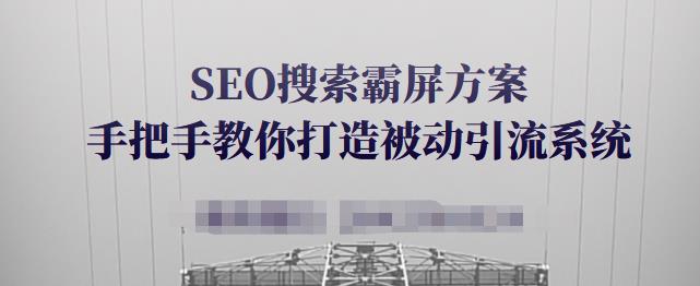 SEO搜索霸屏方案，手把手教你打造被动引流系统【视频课程】创业之家-网创项目资源站-副业项目-创业项目-搞钱项目创业之家