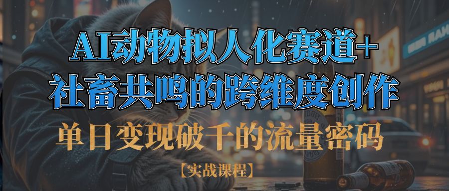 单日变现破千的流量密码,AI动物拟人化赛道+社畜共鸣的跨维度创作创业之家-网创项目资源站-副业项目-创业项目-搞钱项目创业之家