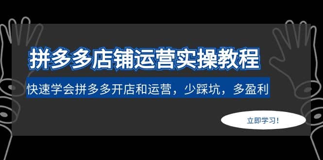拼多多店铺运营实操教程：快速学会拼多多开店和运营，少踩坑，多盈利创业之家-网创项目资源站-副业项目-创业项目-搞钱项目创业之家