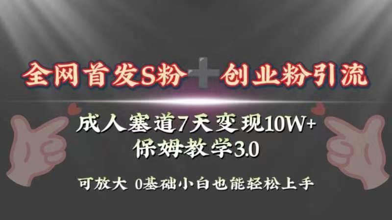 全网首发s粉加创业粉引流变现，成人用品赛道7天变现10w+保姆教学3.0创业之家-网创项目资源站-副业项目-创业项目-搞钱项目创业之家