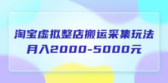 淘宝虚拟整店搬运采集玩法分享课：月入2000-5000元（5节课）创业之家-网创项目资源站-副业项目-创业项目-搞钱项目创业之家