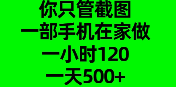 你只管截图，一部手机在家做，一小时120，一天500+创业之家-网创项目资源站-副业项目-创业项目-搞钱项目创业之家