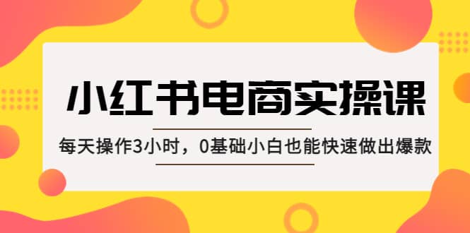 小红书·电商实操课：每天操作3小时，0基础小白也能快速做出爆款创业之家-网创项目资源站-副业项目-创业项目-搞钱项目创业之家