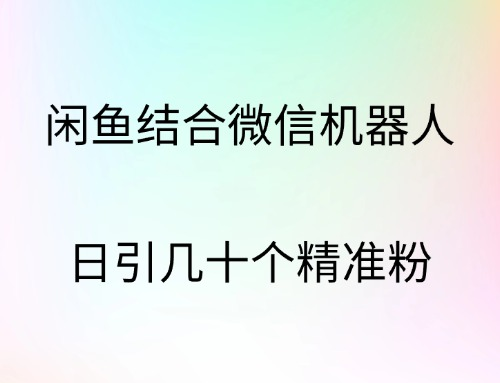 闲鱼结合微信机器人，日引几十个精准粉创业之家-网创项目资源站-副业项目-创业项目-搞钱项目创业之家