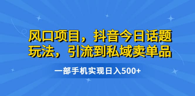风口项目，抖音今日话题玩法，引流到私域卖单品，一部手机实现日入500+创业之家-网创项目资源站-副业项目-创业项目-搞钱项目创业之家