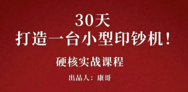 康哥30天打造一台小型印钞机：躺赚30万的项目完整复盘（视频教程）创业之家-网创项目资源站-副业项目-创业项目-搞钱项目创业之家