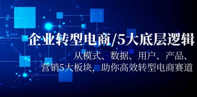 企业转型电商/5大底层逻辑，从模式 数据 用户 产品 营销5大板块，高效转型创业之家-网创项目资源站-副业项目-创业项目-搞钱项目创业之家