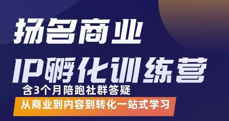 杨名商业IP孵化训练营，从商业到内容到转化一站式学 价值5980元创业之家-网创项目资源站-副业项目-创业项目-搞钱项目创业之家