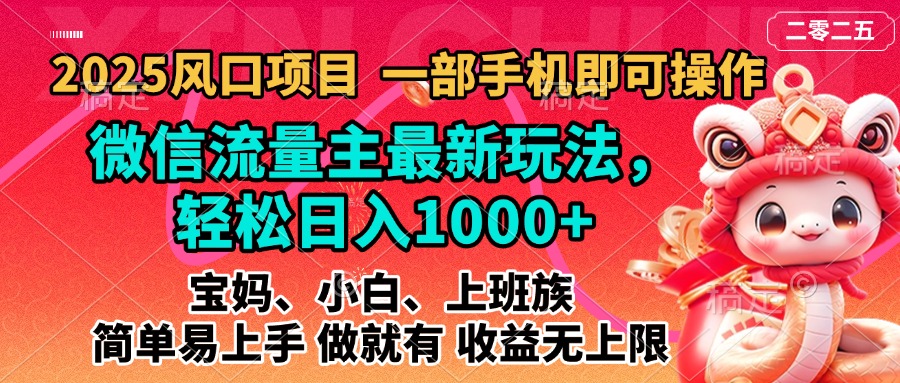 2025蓝海风口项目，微信流量主最新玩法，轻松日入1000+，简单易上手，做就有 收益无上限创业之家-网创项目资源站-副业项目-创业项目-搞钱项目创业之家
