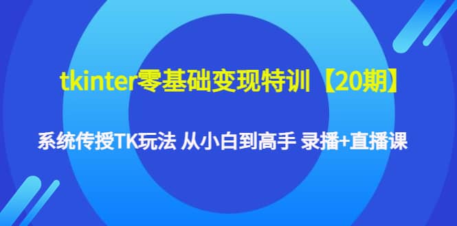 tkinter零基础变现特训【20期】系统传授TK玩法 从小白到高手 录播+直播课创业之家-网创项目资源站-副业项目-创业项目-搞钱项目创业之家