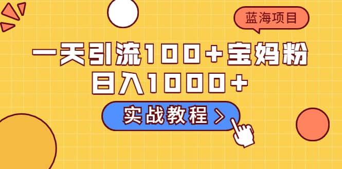 一天引流100+宝妈粉，日入1000+的蓝海项目（实战教程）创业之家-网创项目资源站-副业项目-创业项目-搞钱项目创业之家