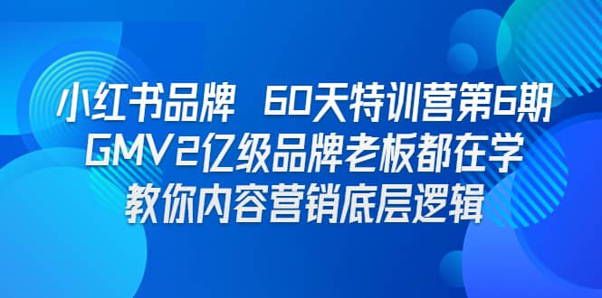 小红书品牌 60天特训营第6期 GMV2亿级品牌老板都在学 教你内容营销底层逻辑创业之家-网创项目资源站-副业项目-创业项目-搞钱项目创业之家