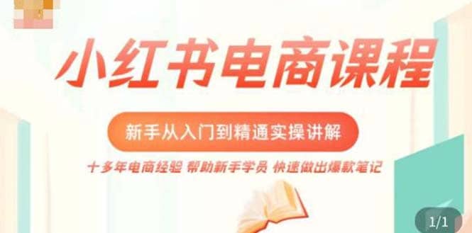 小红书电商新手入门到精通实操课，从入门到精通做爆款笔记，开店运营创业之家-网创项目资源站-副业项目-创业项目-搞钱项目创业之家
