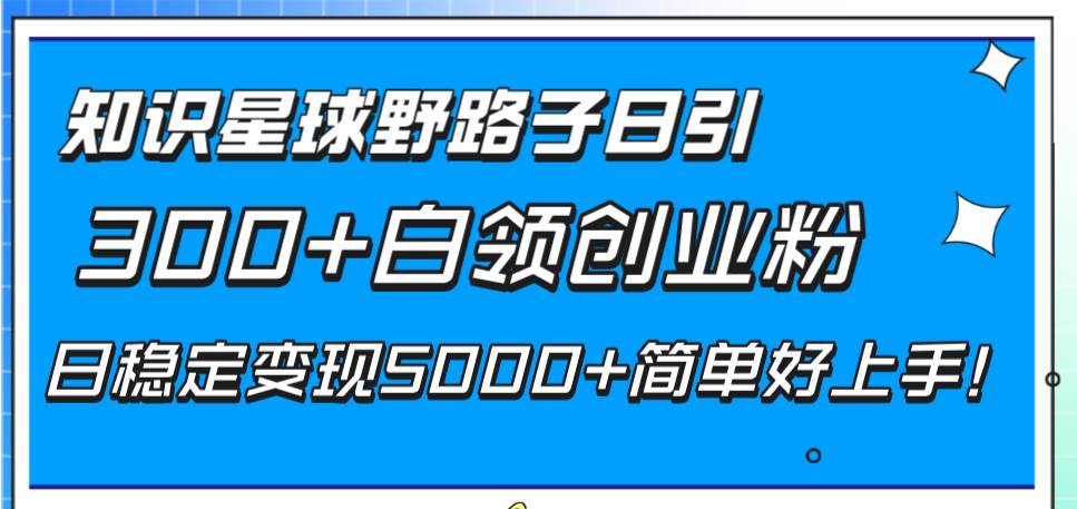 知识星球野路子日引300+白领创业粉，日稳定变现5000+简单好上手！创业之家-网创项目资源站-副业项目-创业项目-搞钱项目创业之家