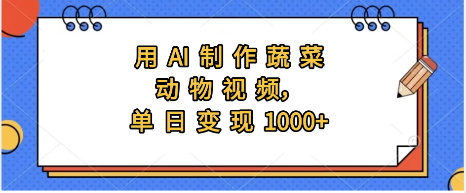 用AI制作蔬菜动物视频，实现日入1000+创业之家-网创项目资源站-副业项目-创业项目-搞钱项目创业之家