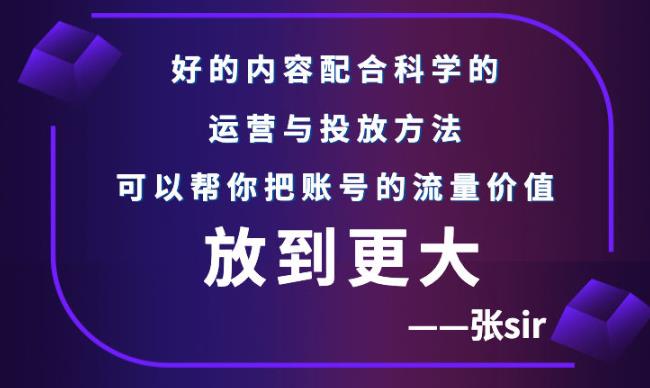 张sir账号流量增长课，告别海王流量，让你的流量更精准创业之家-网创项目资源站-副业项目-创业项目-搞钱项目创业之家