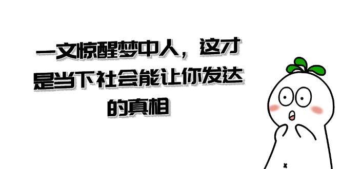某公众号付费文章《一文 惊醒梦中人，这才是当下社会能让你发达的真相》创业之家-网创项目资源站-副业项目-创业项目-搞钱项目创业之家