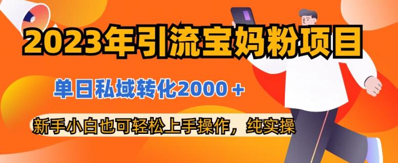 2023年引流宝妈粉项目，单日私域转化2000＋，新手小白也可轻松上手操作，纯实操创业之家-网创项目资源站-副业项目-创业项目-搞钱项目创业之家