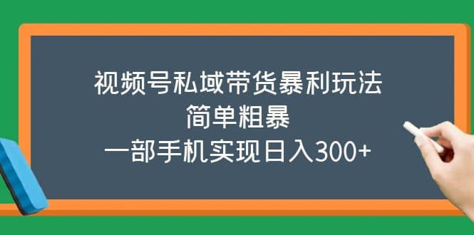 视频号私域带货暴利玩法，简单粗暴创业之家-网创项目资源站-副业项目-创业项目-搞钱项目创业之家