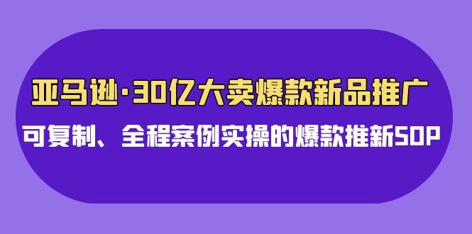 亚马逊30亿·大卖爆款新品推广，可复制、全程案例实操的爆款推新SOP创业之家-网创项目资源站-副业项目-创业项目-搞钱项目创业之家