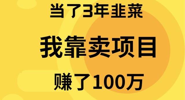 当了3年韭菜，我靠卖项目赚了100万创业之家-网创项目资源站-副业项目-创业项目-搞钱项目创业之家