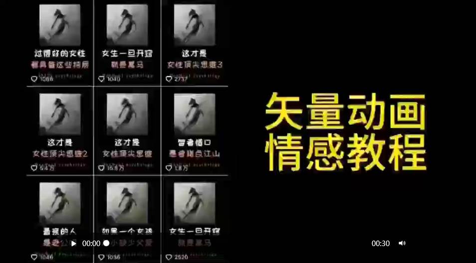 矢量动画情感教程：高点赞涨粉，适合情感、思维、创业教育等赛道创业之家-网创项目资源站-副业项目-创业项目-搞钱项目创业之家