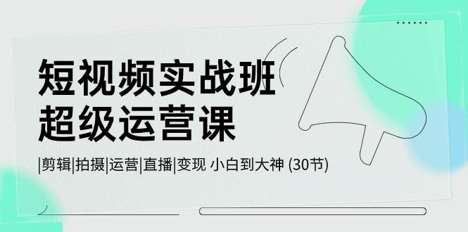 短视频实战班-超级运营课，|剪辑|拍摄|运营|直播|变现 小白到大神 (30节)创业之家-网创项目资源站-副业项目-创业项目-搞钱项目创业之家