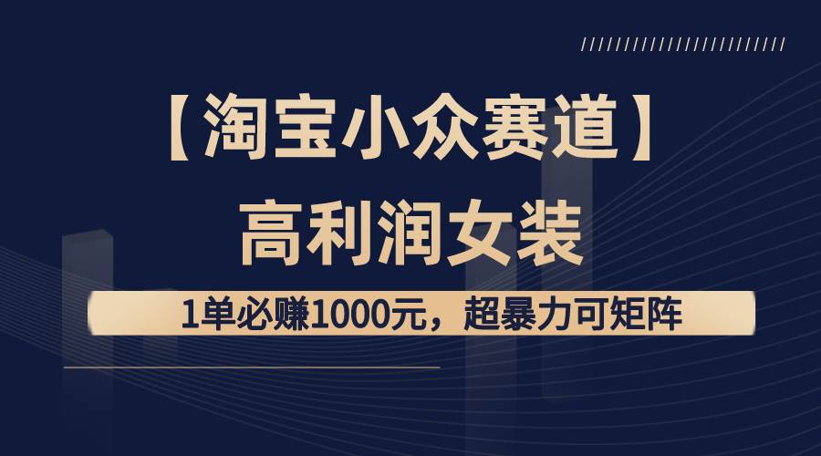 【淘宝小众赛道】高利润女装：1单必赚1000元，超暴力可矩阵创业之家-网创项目资源站-副业项目-创业项目-搞钱项目创业之家