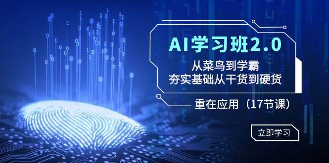 AI学习班2.0：从菜鸟到学霸，夯实基础从干货到硬货，重在应用（17节课）创业之家-网创项目资源站-副业项目-创业项目-搞钱项目创业之家