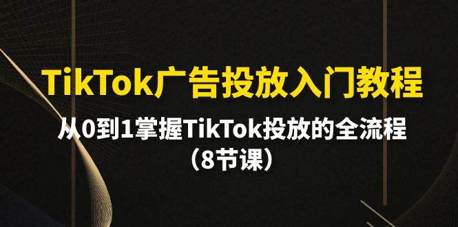 TikTok广告投放入门教程，从0到1掌握TikTok投放的全流程（8节课）创业之家-网创项目资源站-副业项目-创业项目-搞钱项目创业之家