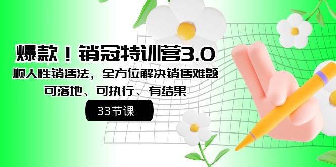 爆款！销冠特训营3.0之顺人性销售法，全方位解决销售难题、可落地、可执行、有结果创业之家-网创项目资源站-副业项目-创业项目-搞钱项目创业之家